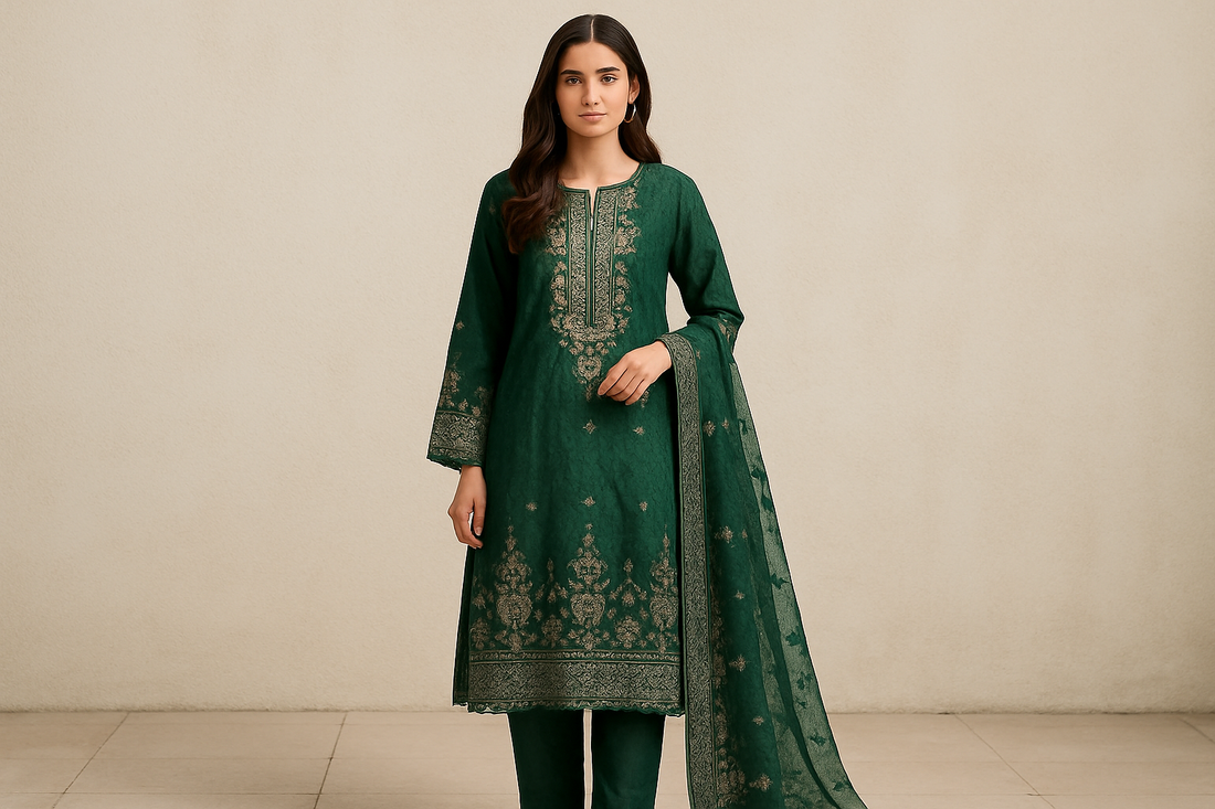 Pakistani Dresses: Ready To Wear, Embroidered—International Shipping