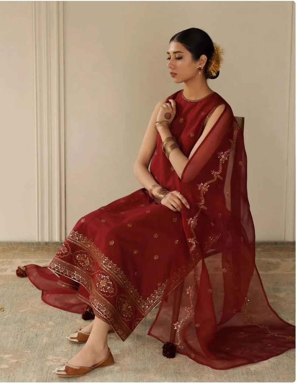 Red Gold Raw Silk