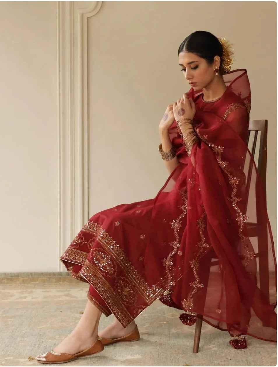 Red Gold Raw Silk
