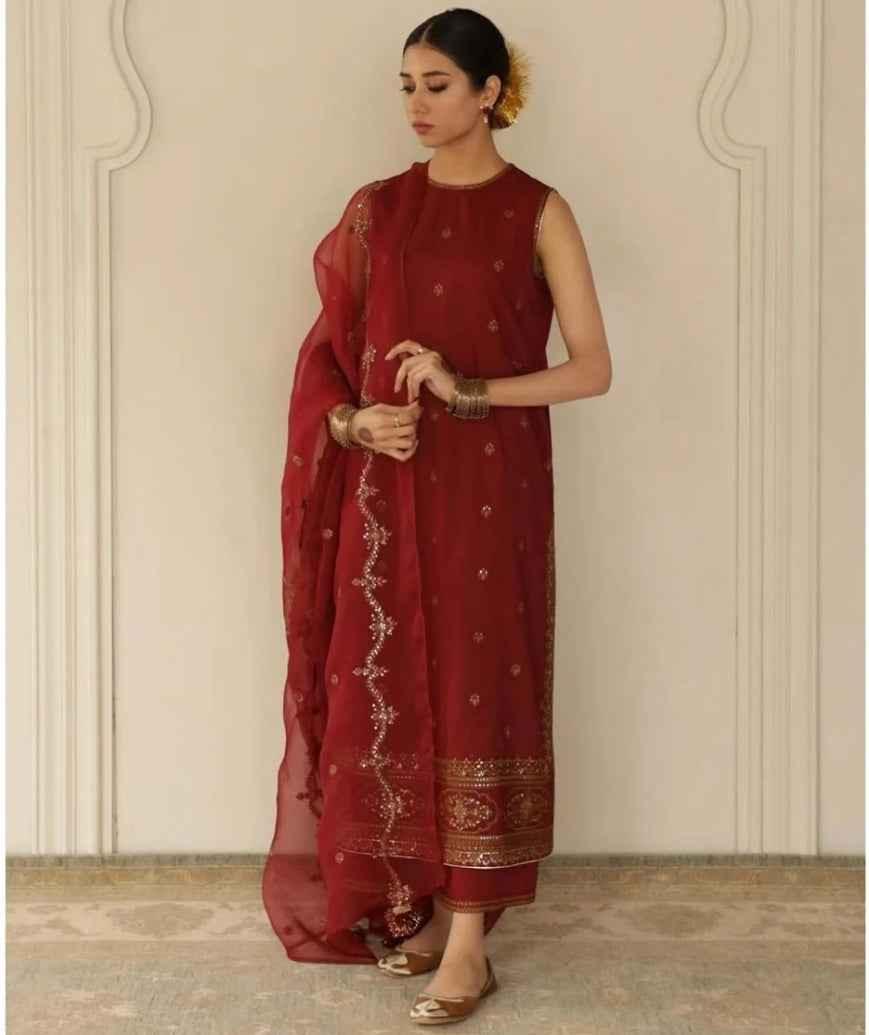Red Gold Raw Silk