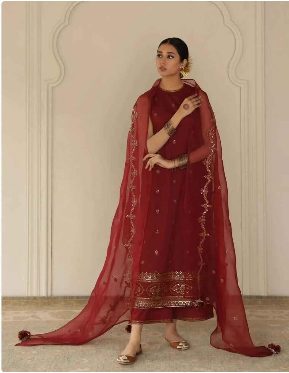 Red Gold Raw Silk