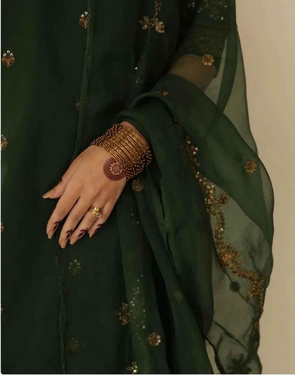 Bottle Green Raw Silk