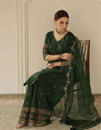 Bottle Green Raw Silk